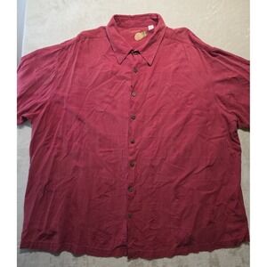 Caribbean Silk Blend Hawaiian Shirt Mens 4X Red Jacquard Pineapple Hibiscus Camp